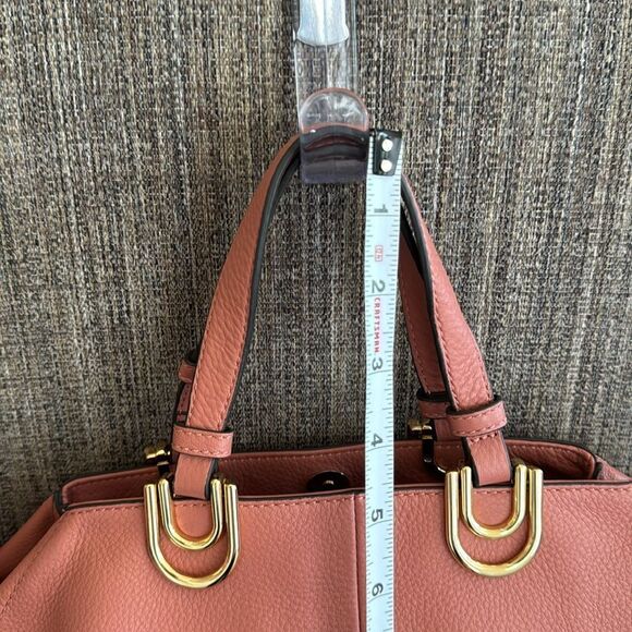 Vince Camuto Plum Soft Pebbled Leather Satchel Handbag Color Sushi/Coral Top Zip - Picture 12 of 16